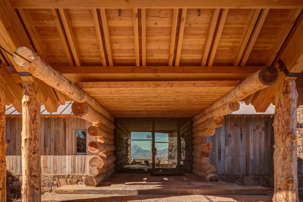 Mountain style front door photo in Los Angeles with a glass front door