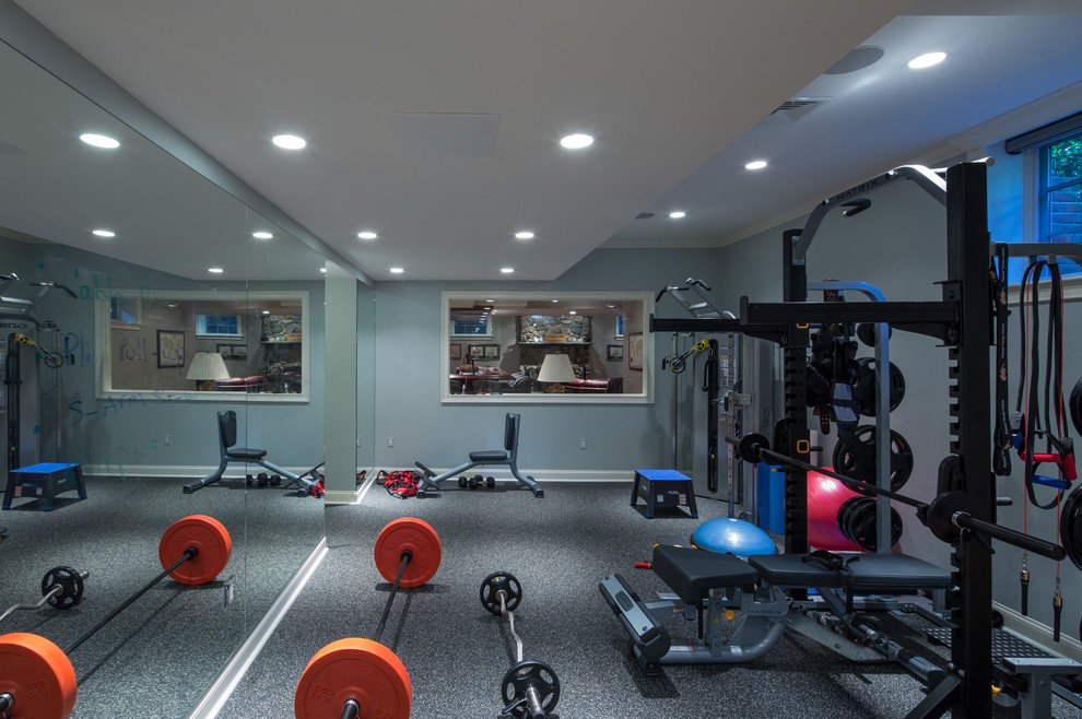 This is an example of a traditional home gym in Boston.