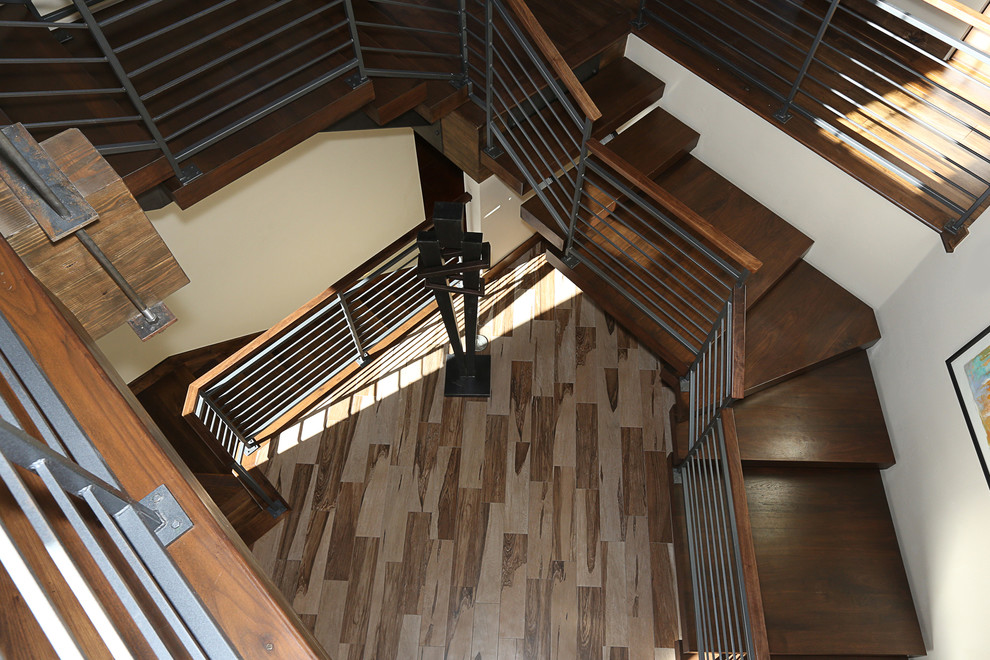 Example of a mountain style staircase design in Denver