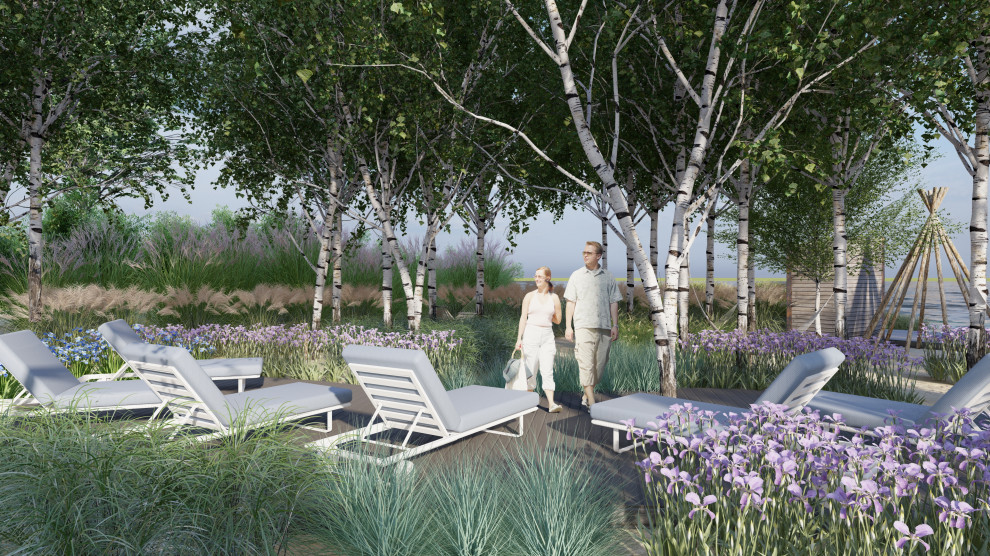 Пляж на территории курортного комплекса Riviera Wellness Resort