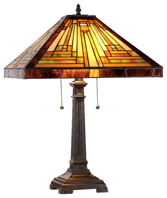 INNES Tiffany-style 2 Light Mission Table Lamp 16inches Shade