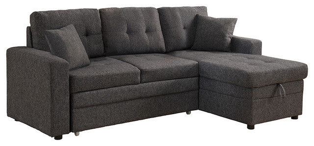 Cayler Sectional Sofa With Storage And Pull Out Bed Contemporary Cayler Sectional Sofa With Storage And Pull Out Bed Gray