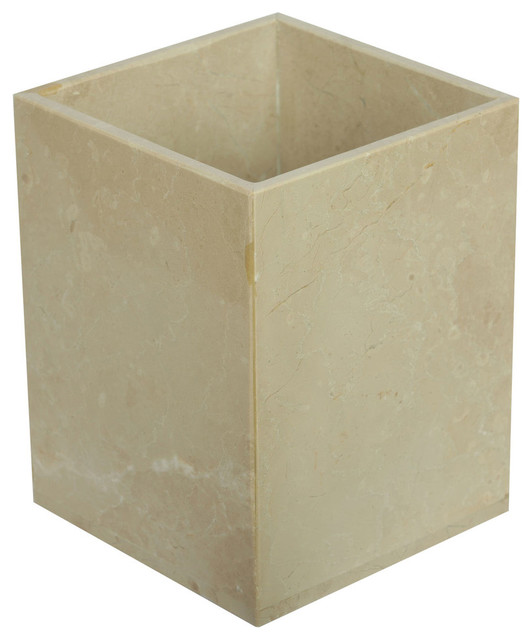 Polished Marble Bathroom Wastebasket Traditional Wastebaskets by
