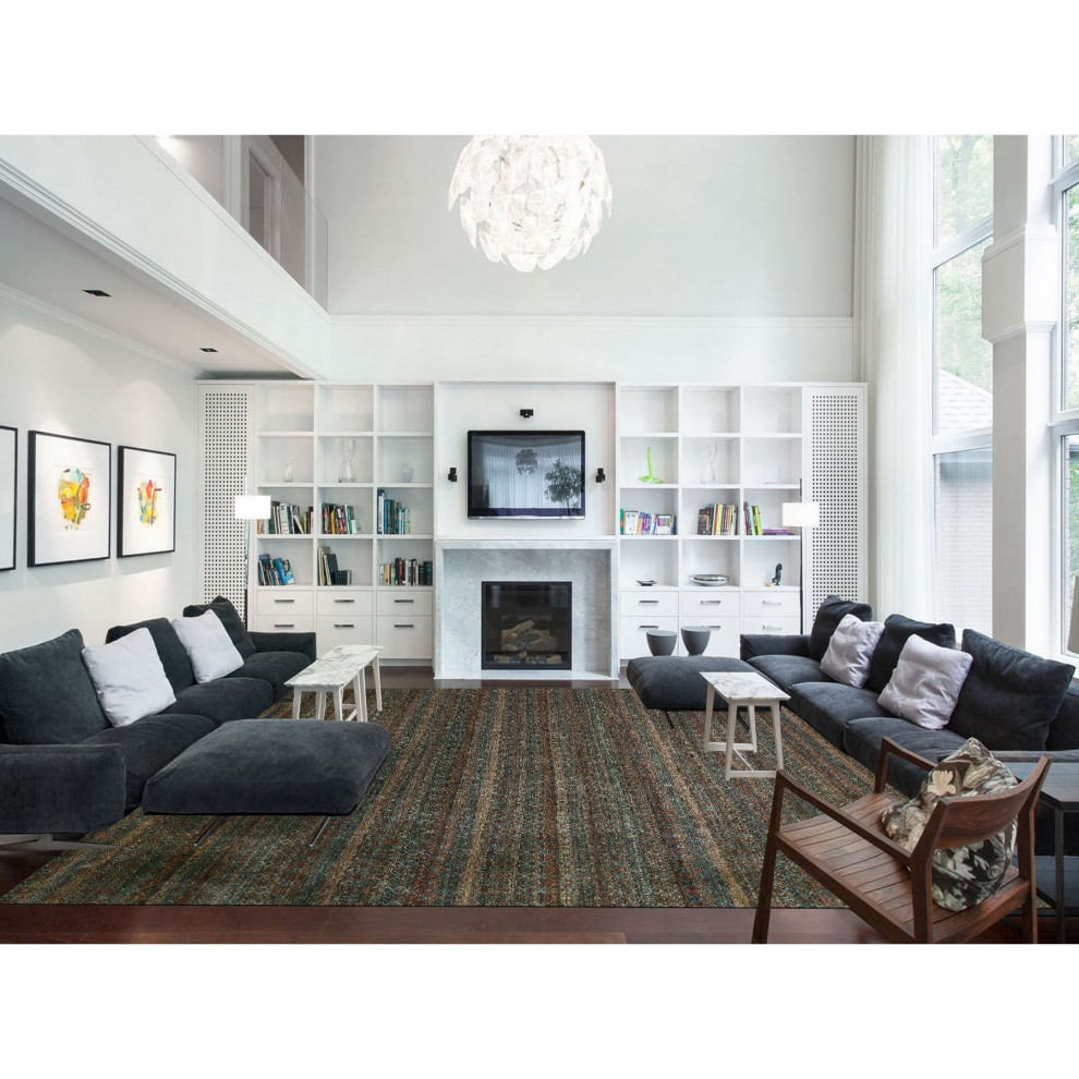 Walnut Brown Hand Knotted Kohinoor Herrita Pure Wool Oversized Rug 12