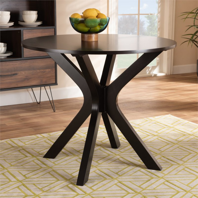 Baxton Studio Kenji Dark Brown Finished 34-Inch-Wide Round Wood Dining ...