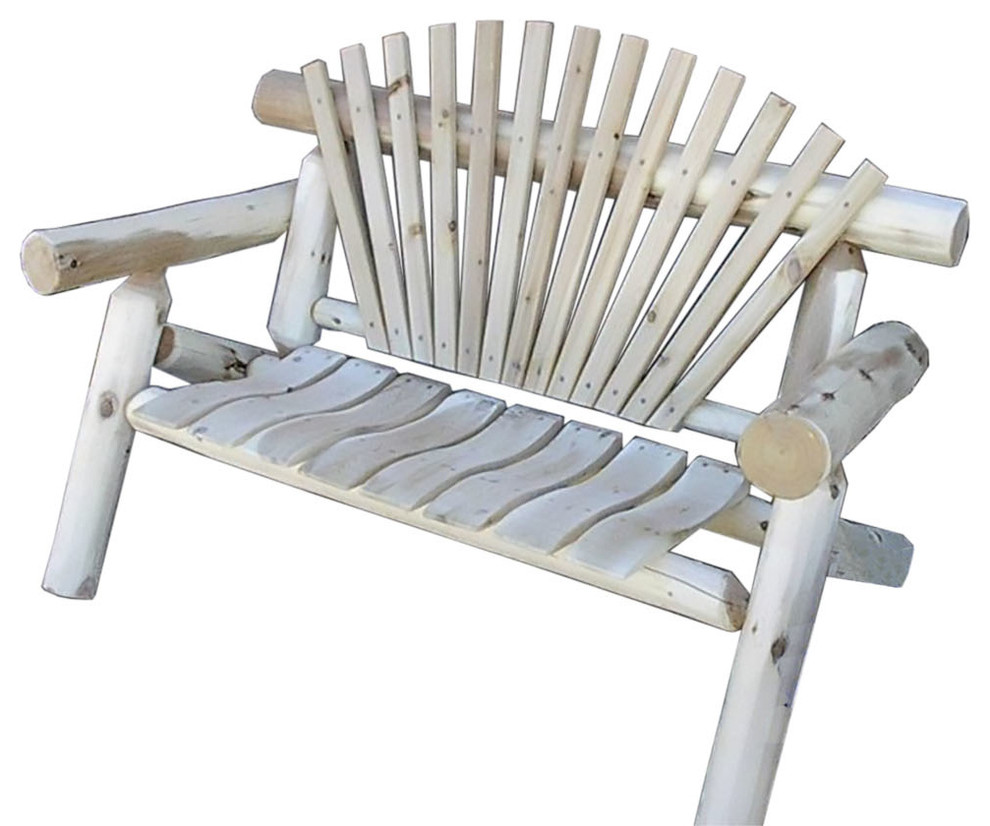 Rustic White Cedar Log 4 Park Bench Rustic Outdoor Benches