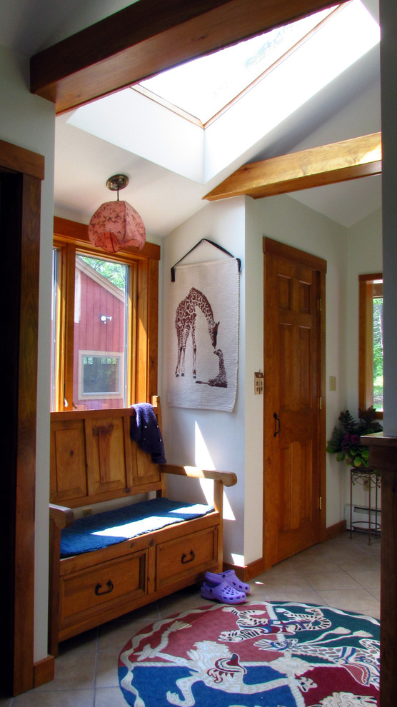 This is an example of an eclectic entryway in Portland Maine.