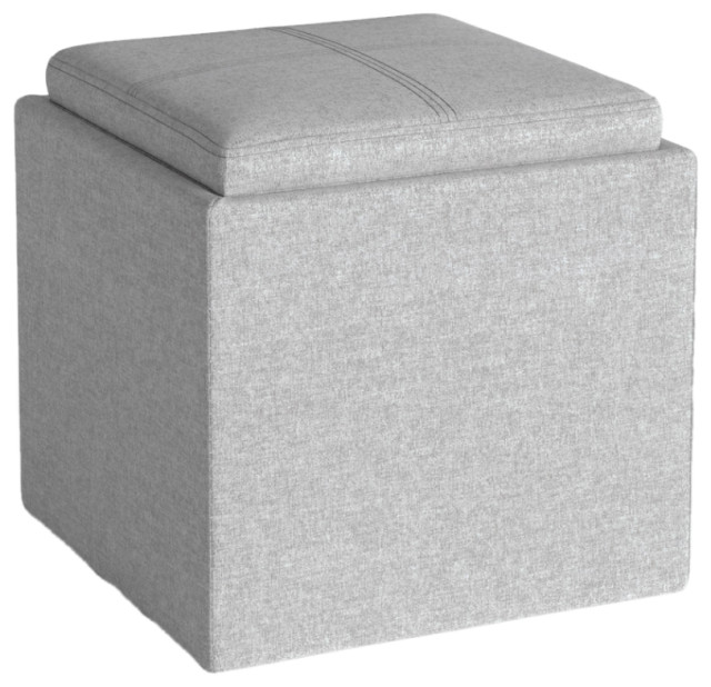 Rockwood Cube Storage Ottoman With Tray Transitional Footstools And
