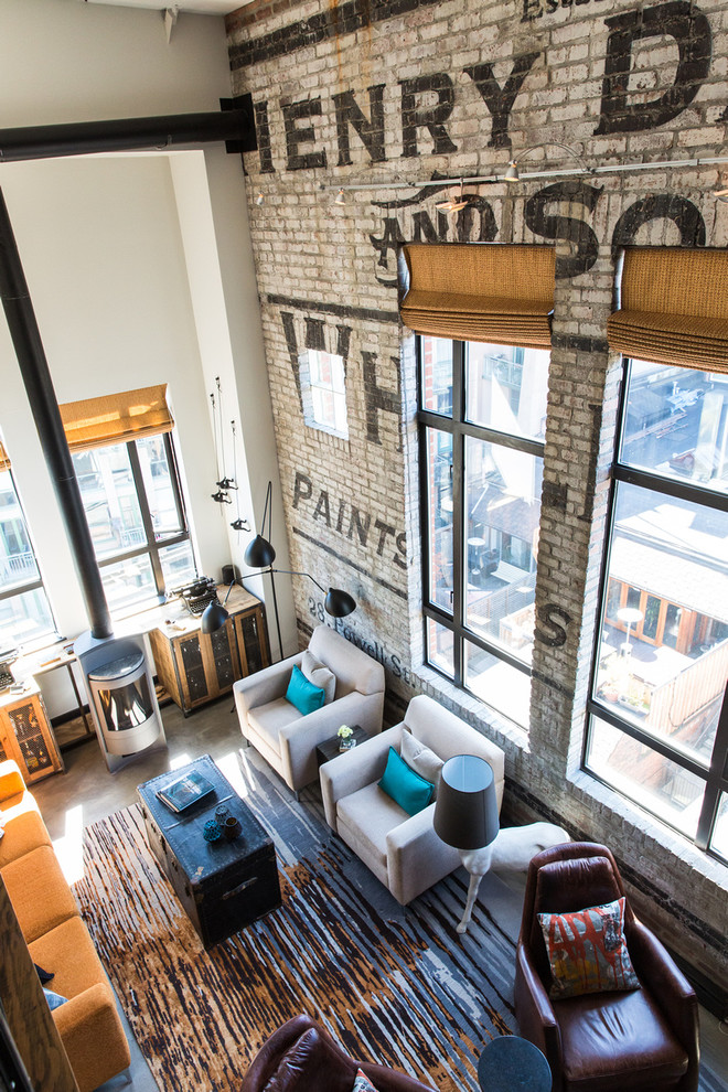 Inspiration for an industrial living room remodel in Vancouver