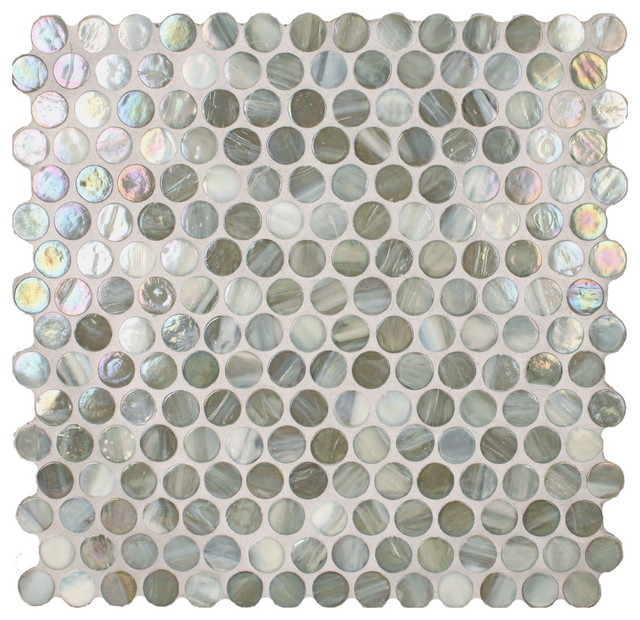 Silver Circles Silver Pool Glossy and Iridescent Glass
