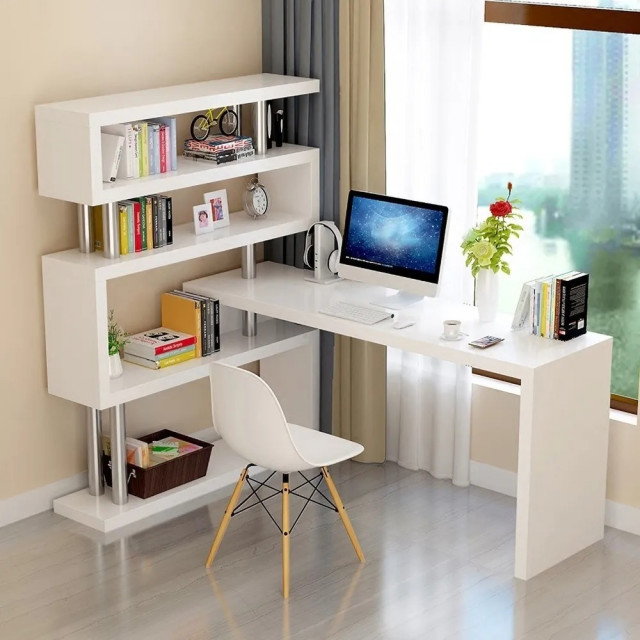 Writing desk with drawers and shelves deals