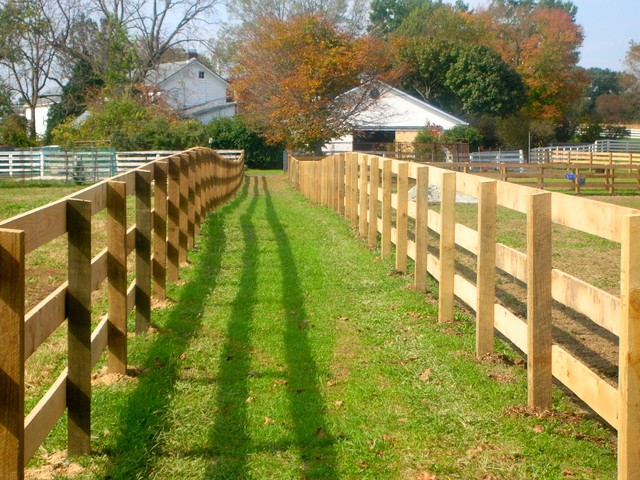 Wooden 3-Rail Horse Fence - Traditional - Landscape - Baltimore - by AK