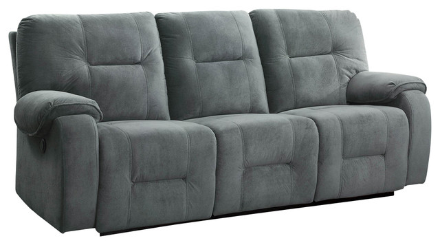 Homelegance Bensonhurst Power Double Reclining Sofa, Cool Blue Gray Fabric