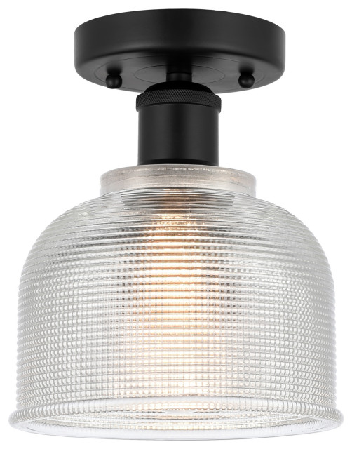 Edison Dayton 6" SemiFlush Mount, Matte Black Finish Industrial