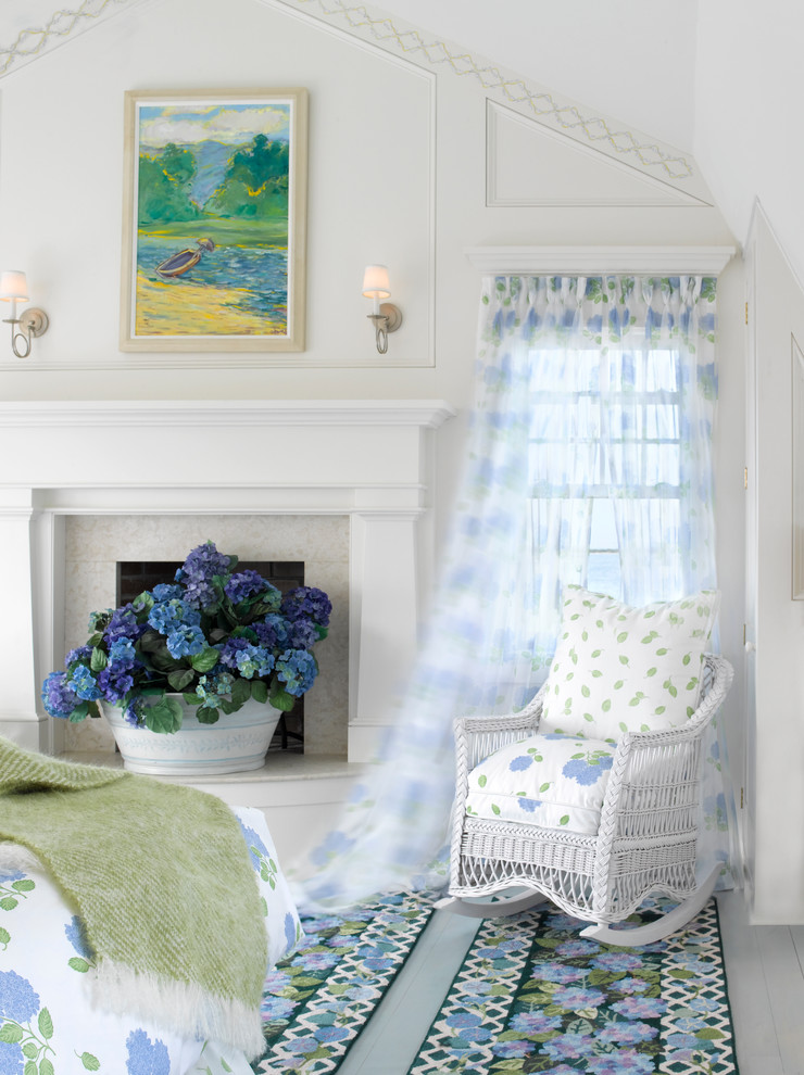 Example of a beach style bedroom design in Boston