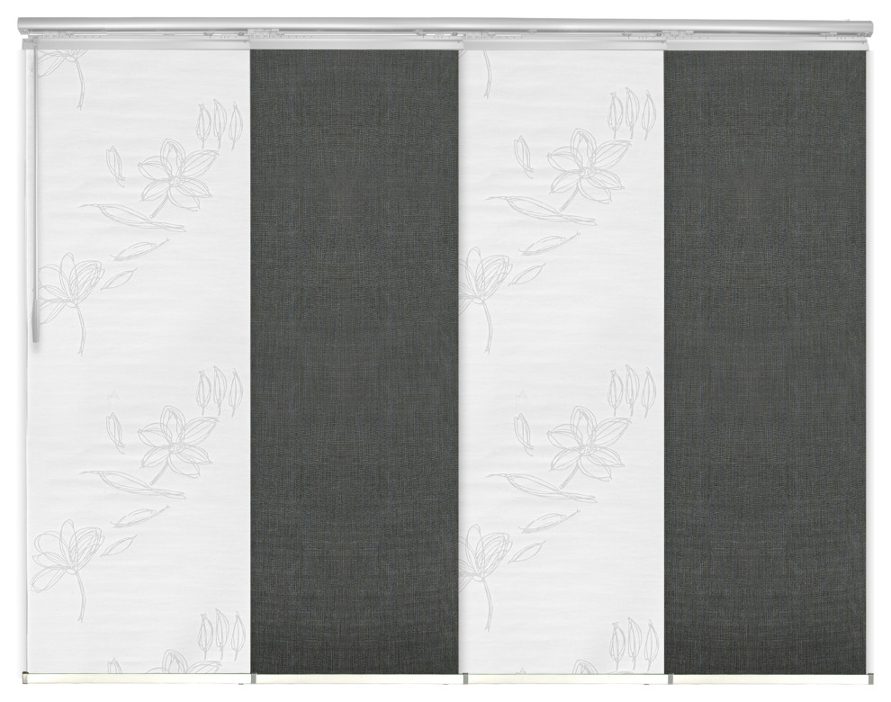 Flourishing Wht.Koala Gray 4Panel Track Extendable Vertical Blind 48