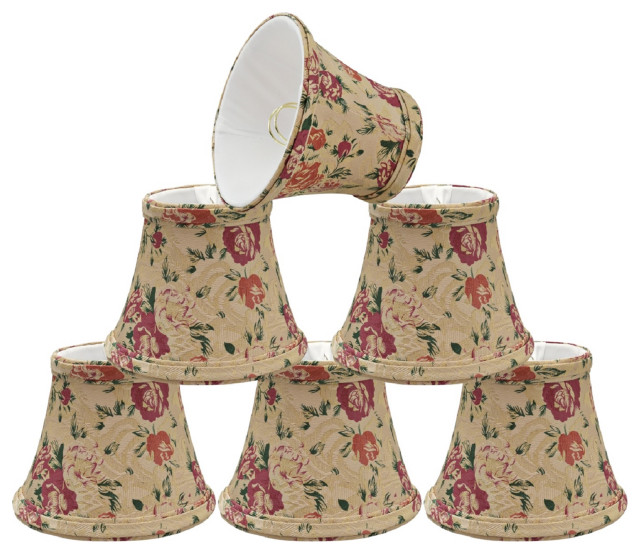 30005-6 Small Bell  Chandelier Clip On Lamp Shade Floral Print 3"x5"x4"