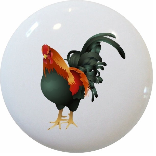 Green Rooster Ceramic Drawer Knob And Drawer Knobs