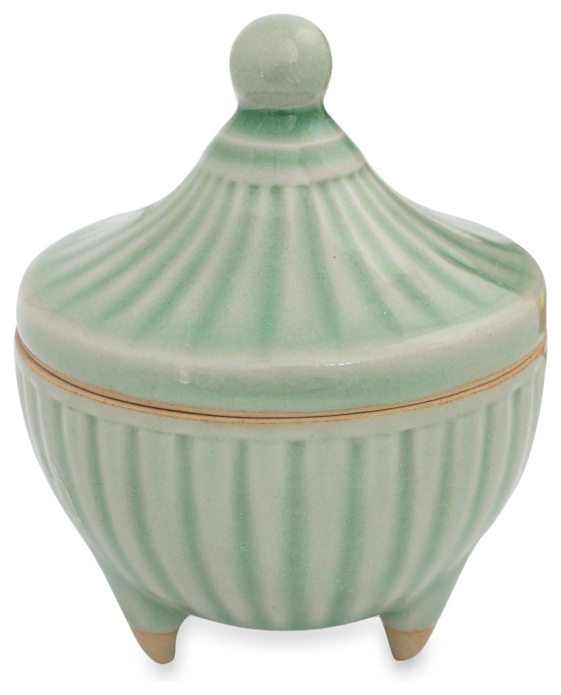 Temple Spire Celadon Ceramic Jar