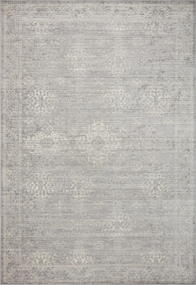 Loloi Indra Silver / Ivory Area Rug, 2'6" x 10'0" Contemporary Hall And Stair Runners by