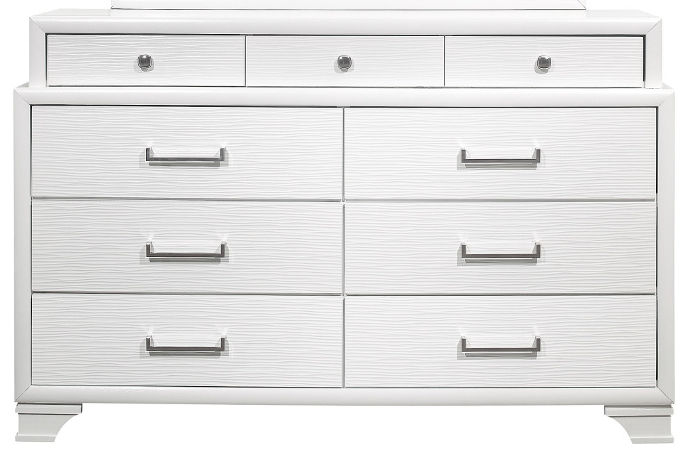 Global Furniture Usa Jordyn White Textured Dresser Transitional