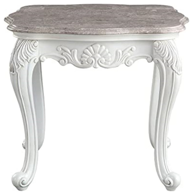 Elegant Side Table, Queen Anne Legs With Carving Details & Marble Top ...