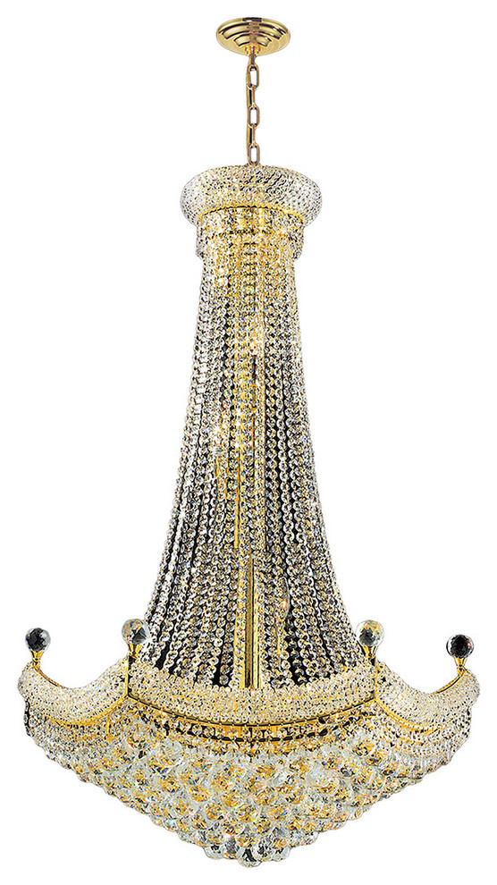 French Empire 18-Light Crystal Regal Chandelier, Gold Finish