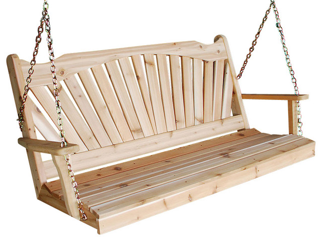 5 Cedar Porch Swing Fanback Design Stain Craftsman 5 Cedar Porch Swing Fanback Design Unfinished