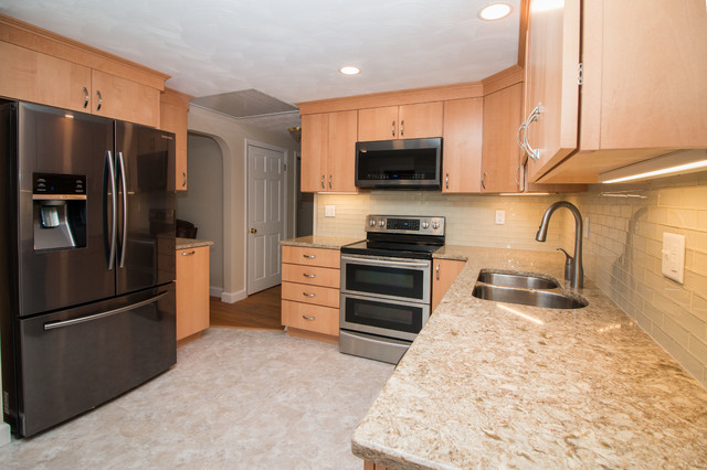 Contemporary Roma Stain Finish Kitchen Remodel W Bevel Edge