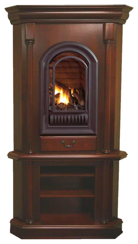 HearthSense Natural Gas Ventless Gas Tower Corner Fireplace 20,000 BTU