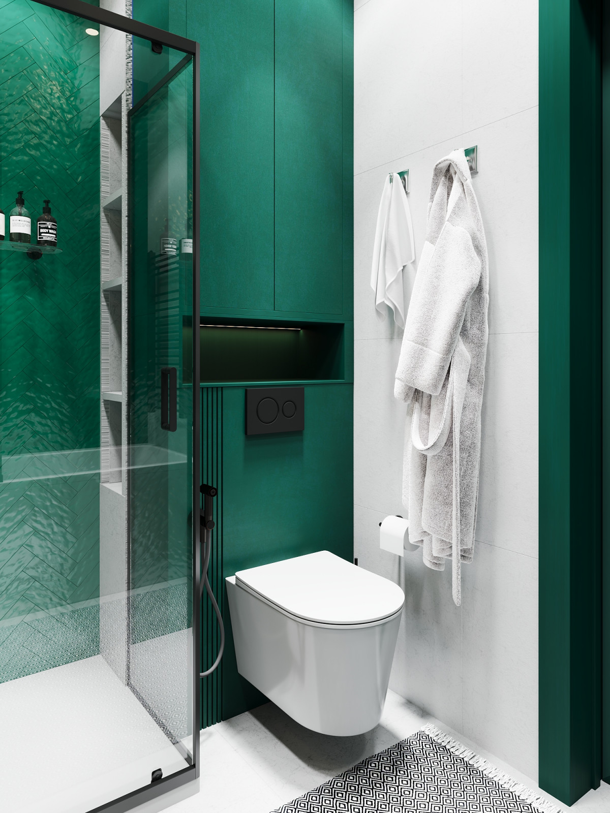 Ванная в зеленых тонах.