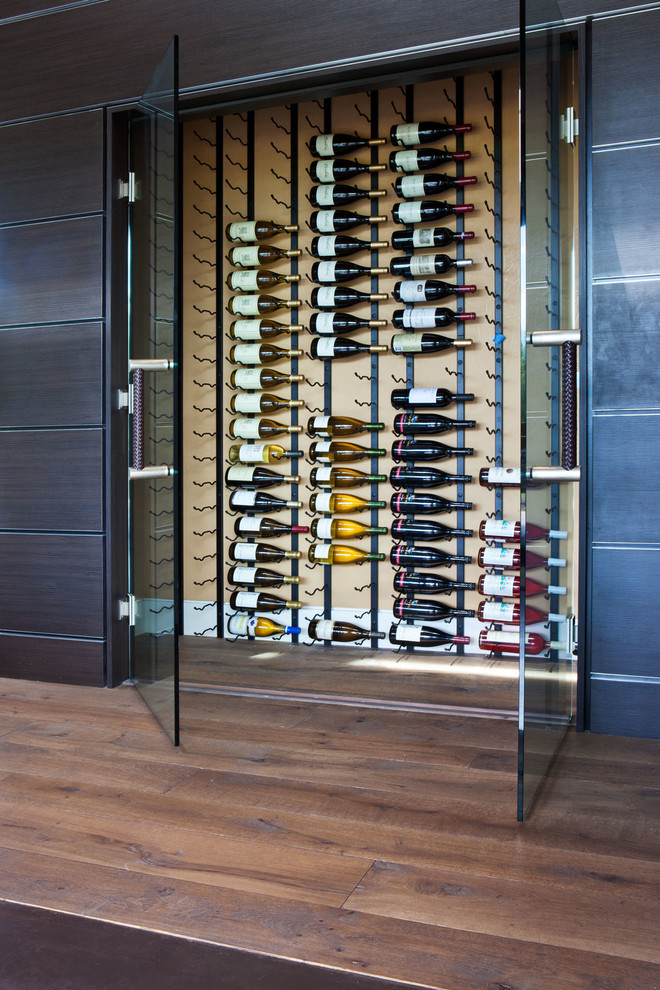 Photo of a contemporary wine cellar in Denver.