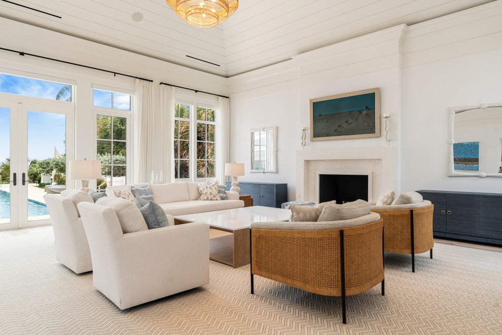 Beach style living room photo in Miami
