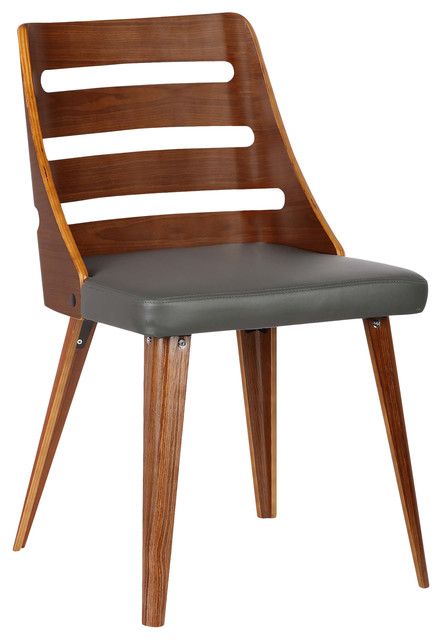 Armen Living Cassie Dining Chair In Black Faux Leather And Walnut Wood Finish Home Kitchen Chairs
