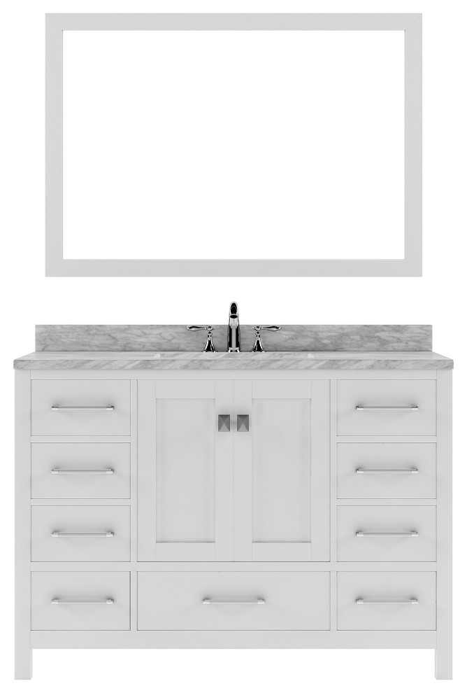 Caroline Avenue 48" Vanity, Brushed Nickel Faucet, White Square Basin