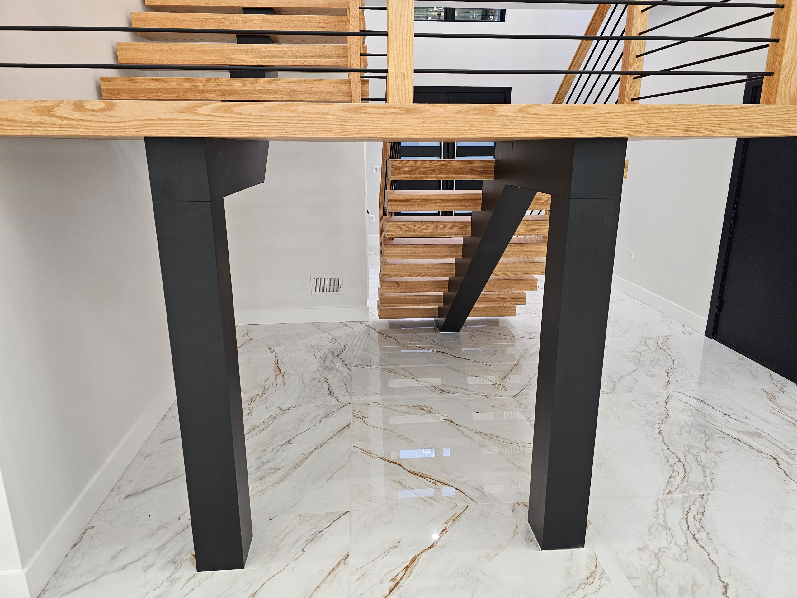 143_Modern Floating Red Oak and Metal Staircase, Sterling, VA