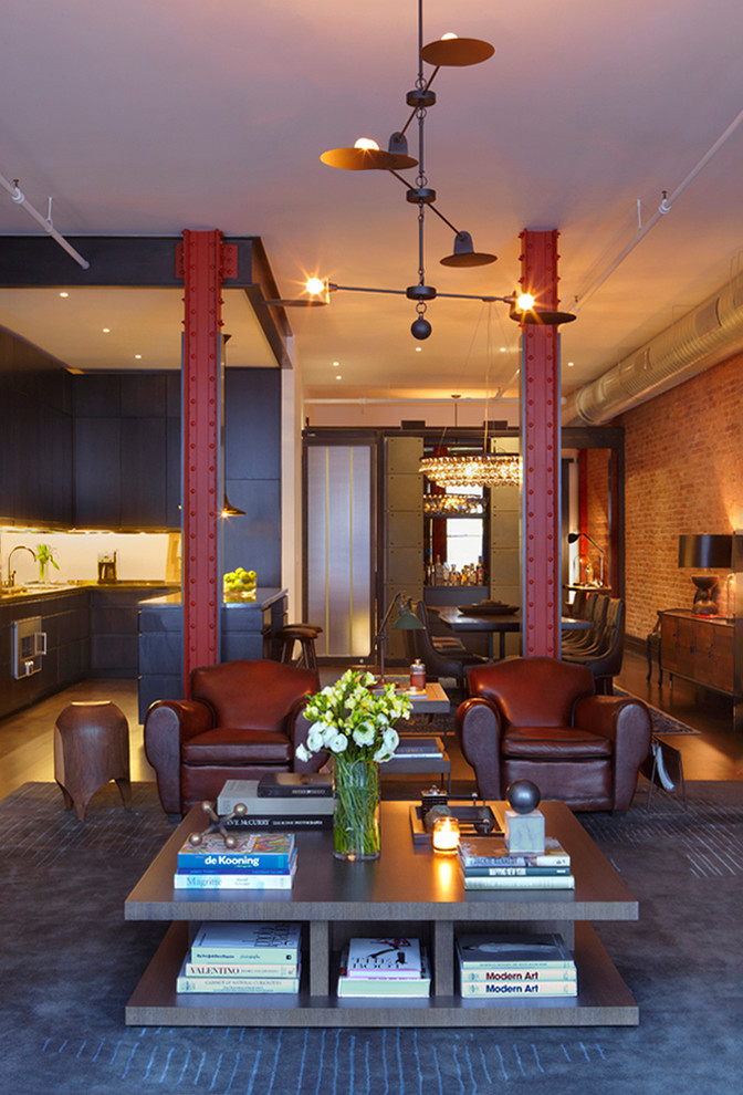 Design ideas for an industrial living room in New York.