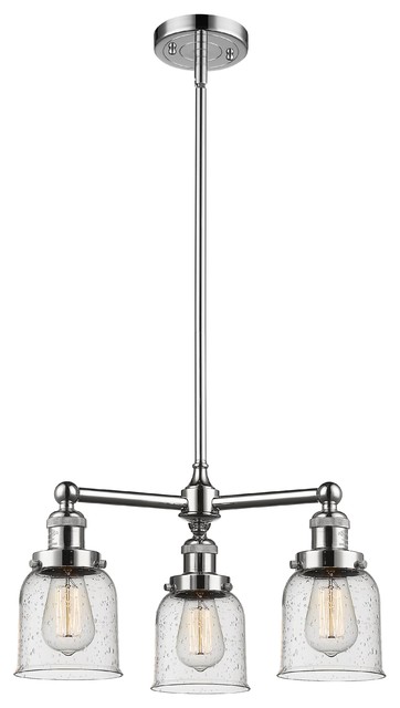 Innovations 3 Light Small Bell Chandelier in Polished Nickel, 207-PN-G54