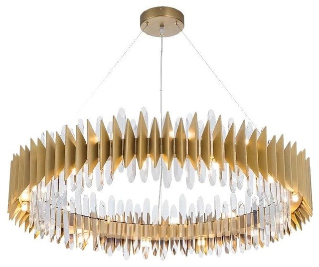 Lyon Crystal Ring Chandelier, Gold Tone Crystal Chandeliers