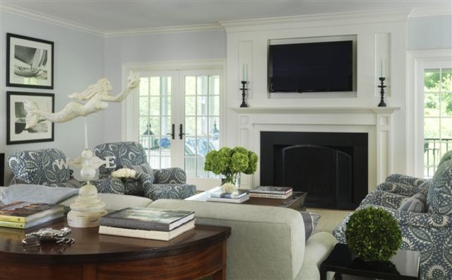 This is an example of a beach style living room in Providence.