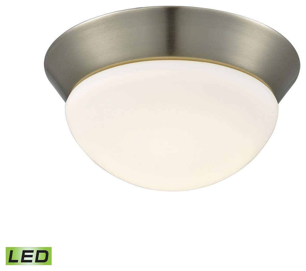 Contours Integrated LED Flush Mount, Satin Nickel With Opal Glass