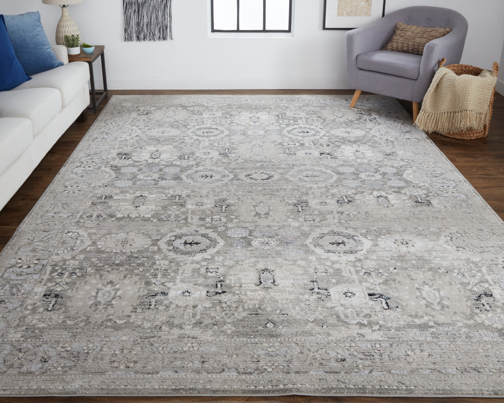 Weave & Wander Adana Metallic Rug, Ivory/Silver Gray, Rug, 10'x13'2