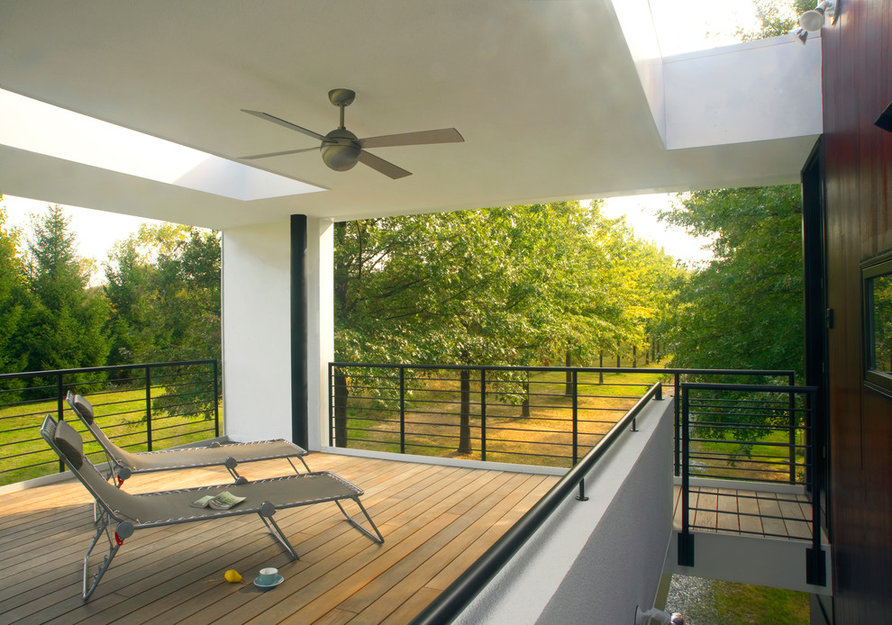 This is an example of a modern deck in DC Metro with a roof extension.