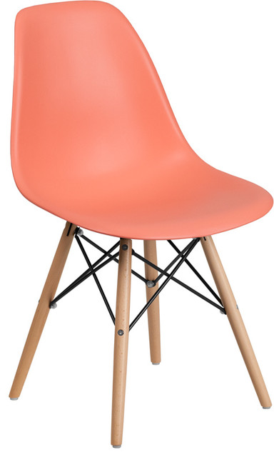 Elon Series Peach Plastic Chair Wood Base