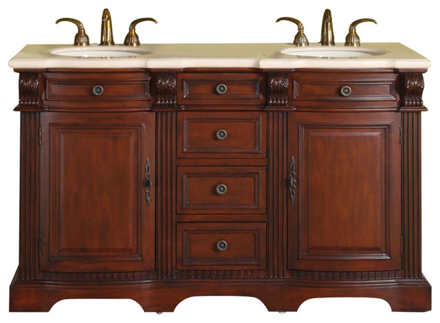 58 Inch Small Brazilian Rosewood Double Sink Bathroom Vanity Marble Traditional Traditional Bathroom Vanities And Sink Consoles By Luxury Bath Collection Houzz