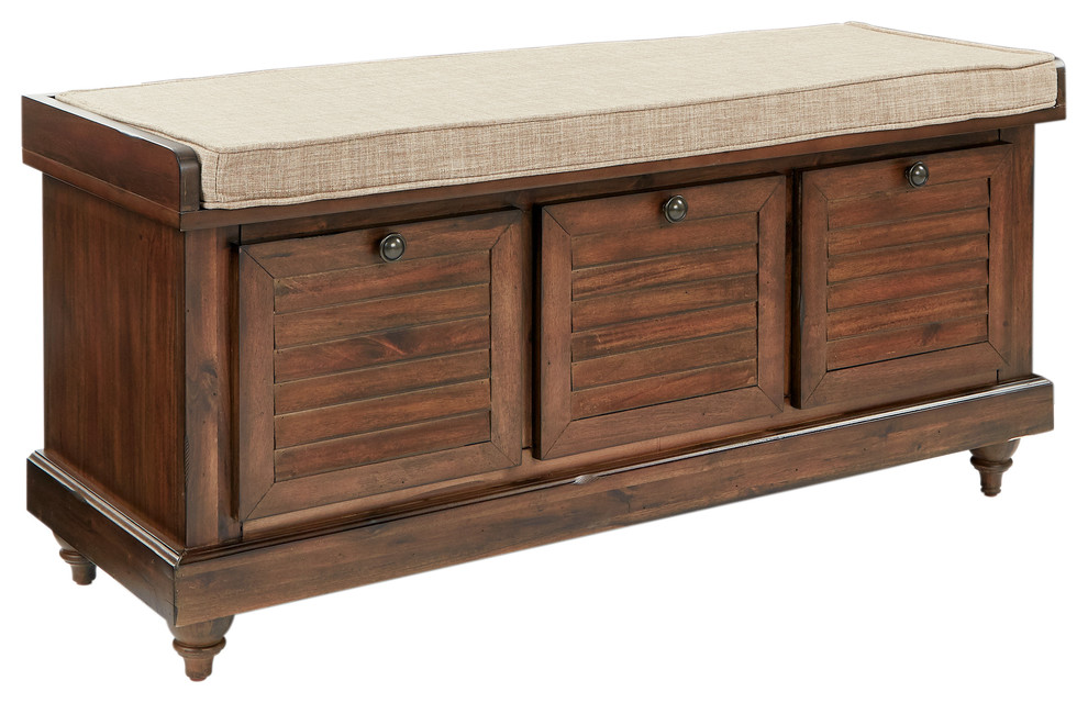 Storage Bench, Distressed Brown ASM Accent And Storage Benches by