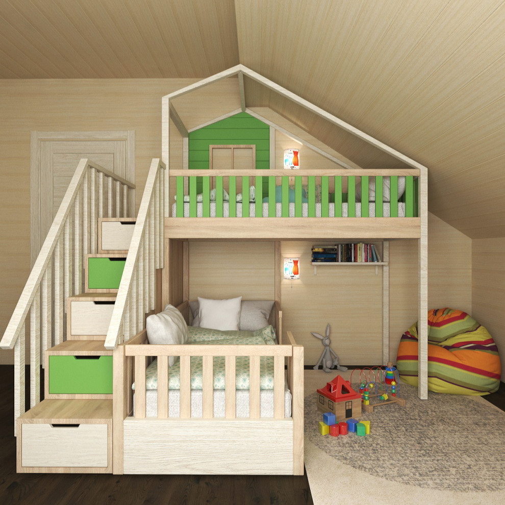 Кровать-домик в скандинавском стиле для детской спальни