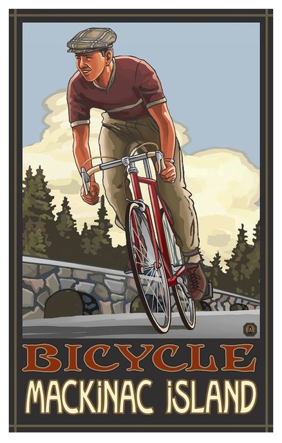 Paul A. Lanquist Bicycle Mackinac Island Michigan Art Print, 12"x18"