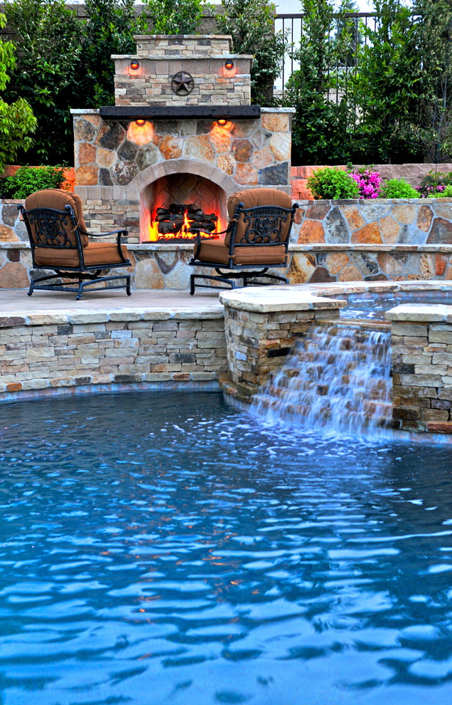 Inspiration for a mediterranean round pool in Orange County.