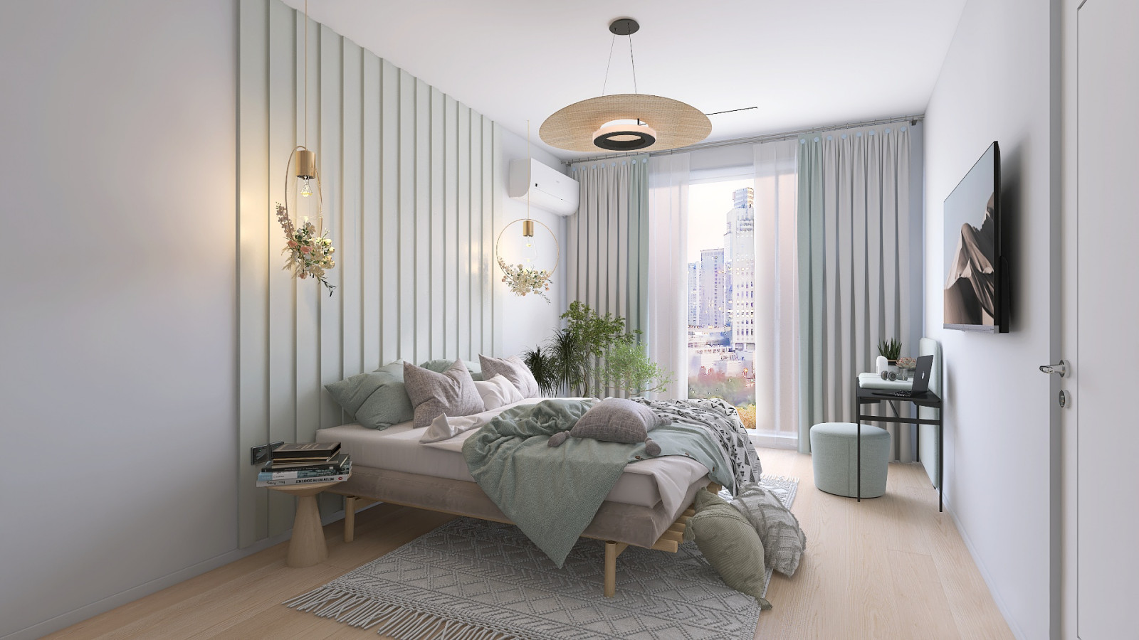 Нежная спальня в скандинавском стиле